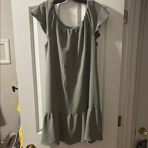 DKNY EUC Khaki Flutter Sleeve dress size 12